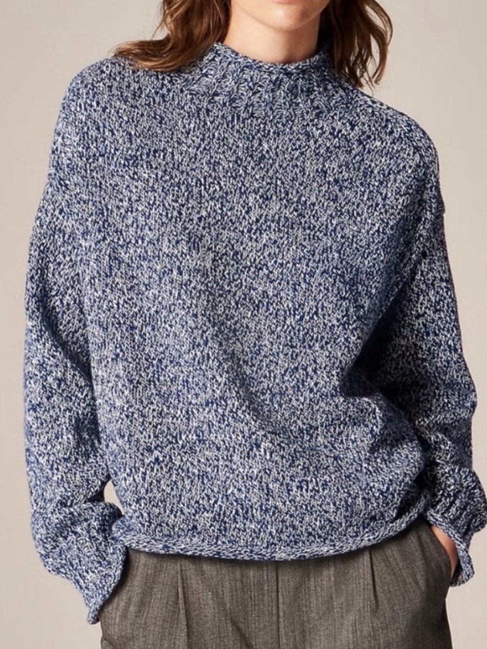 J. Crew rollneck 2025 blue and white Marled Knit Sweater(new without tag)